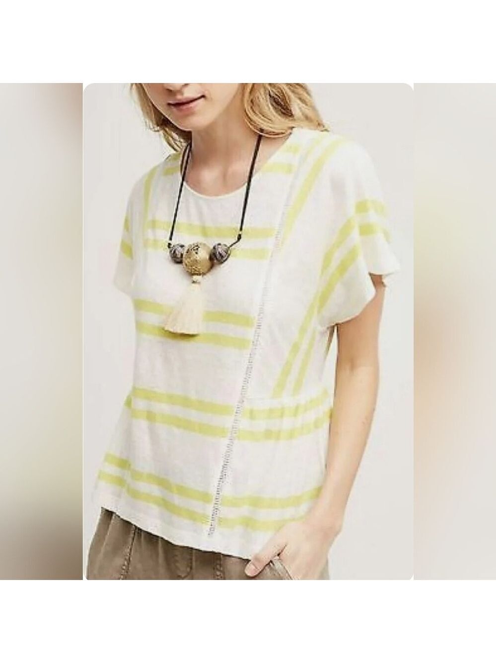 Yellow and White Anthropologie Top